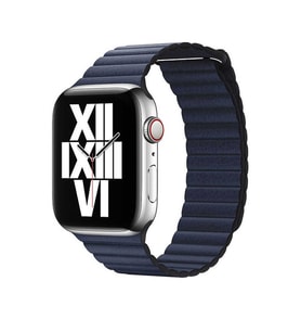 Apple Watch 40mm KRD-09 Mıknatıslı Deri Kordon (Lacivert)