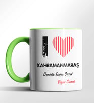 Kişiye Özel Kahramanmaraş Seninle Daha Güzel Tema Siyah Renk Kupa (Yeşil)