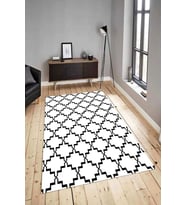 Dijital Baskılı Yıkanabilir Kaymaz Modern Renkli Salon Halısı Mutfak Halısı Yolluk ND-HY-817 (Beyaz)