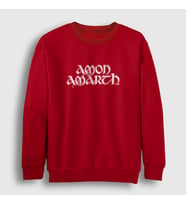 Presmono Unisex Beyaz Amon Amarth Sweatshirt 8671tt (Kırmızı)