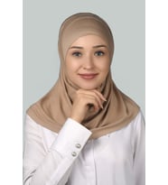 Hazır Türban Pratik Eşarp Tesettür Hijab - Namaz Örtüsü (Koyu Bej)