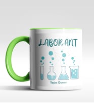 Kişiye Özel Laborant 3 Tasarımlı Siyah Kupa (Yeşil-Beyaz)
