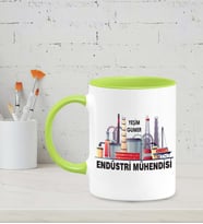 Kişiye Özel Endüstri Mühendisi Tasarımlı Siyah Kupa (Yeşil-Beyaz)