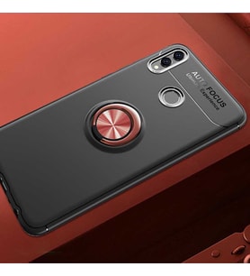 Huawei Honor 8C Kılıf Yüzüklü Magnetli Ravel Case (Siyah-Rose Gold)