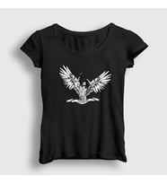 Presmono Kadın Beyaz Angel Gym Fitness Zyzz T-Shirt 319637tt (Siyah)