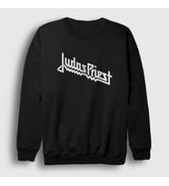 Presmono Unisex Beyaz Logo Judas Priest Sweatshirt 88382tt (Siyah)