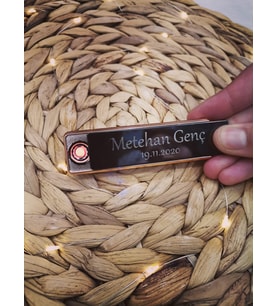 Kişiye Özel Şarjlı Metal Çakmak (Siyah)