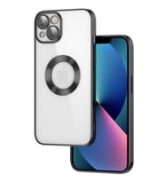 Apple iPhone 13 Kılıf Köşeleri Renkli Şeffaf Kamera Korumalı Silikon Luxury Kapak (Siyah)