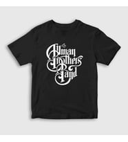 Presmono Unisex Çocuk Beyaz Logo The Allman Brothers Band T-Shirt 465929tt (Siyah)