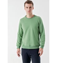 Slimfit  Bisiklet Yaka Düz Renk 2 iplik Erkek Sweatshirt (Mint Yeşili)