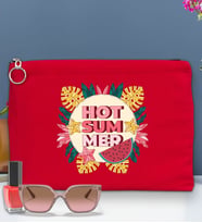 BK Gİft Yaz Temalı-8 Astarlı Portföy Çanta 30x21cm(12 Renk Seçeneği), Baskılı El Çantası, Organizer Çanta (Kırmızı)