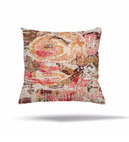 Patchwork Çiçek Desen Etnik Gizli Fermuarlı Yastık Kılıfı Kırlent Kılıfı Koltuk Yastık Kılıfı  (Kahverengi-Turuncu)
