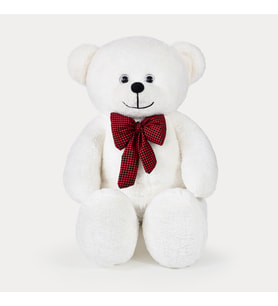 Özgüner 80 - 90 cm Rengarenk Papyonlu Ayıcık %100 yerli (Beyaz)