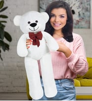 Özgüner 80 - 90 cm Rengarenk Papyonlu Ayıcık %100 yerli (Beyaz)