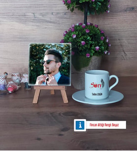 Savcı Fotoğraflı Dekoratif Taş, Ahşap Altlıklı Türk Kahvesi Fincanı Hediye (Model 2)