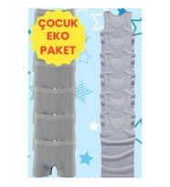 Tezzgelsin Erkek Çocuk İkili Set Pamuklu Penye 6 Atlet 6 Boxer (Gri-Gri)