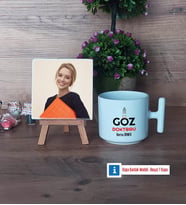 Göz Doktoru Fotoğraflı Dekoratif Taş, Kupa Bardak Beyaz Hediye Tıp Bayramı Hediyesi (Model 12)