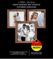 3 Adet 15x15 Çerçeve - Mdf Çerçeve - Kare Fotoğraf Çerçevesi (Kahverengi)