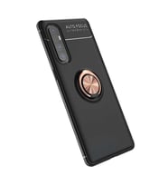 Oppo Reno 3 Pro 5G Kılıf Yüzüklü Magnetli Ravel Case (Siyah-Rose Gold)