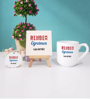 Rehber Öğretmeni Kupa Bardak Lacivert Dekoratif Taş Baskı Anahtarlık (Model 8)