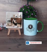 Baş Harf ve İsim Soyisim Fotoğraflı Dekoratif Taş, Kupa Bardak Beyaz Hediye (Model 14)