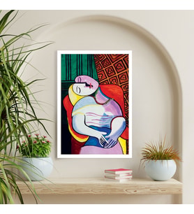 Tekli Ahşap Lamine Çerçeveli Mdf Tablo Pablo Picasso Rüya Eseri (Beyaz)