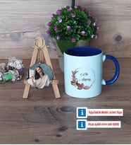 Doğum Günü Hediyesi İsme Özel Kupa Bardak Beyaz ve Fotoğraflı Ahşap Anahtarlık Hediye (Model 3)