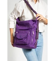 Klinkır Kumaş İster Sırt İster Omuz İster Çapraz Askılı Fonksiyonel Kullanım Kadın Çantası 30*30 Cm (Mor)