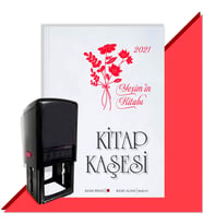 Kişiye Özel Çiçek Buketi 5 Tarihli Otomatik Kitap Kaşesi (Kırmızı)