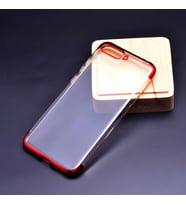 Huawei Y6 2018 Kılıf Dört Köşeli Lazer Silikon Kılıf (Kırmızı)