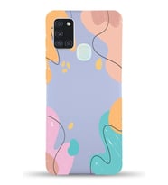 PrintiFy Samsung Galaxy A21s Uyumlu Lansman Kılıf Karışık Renkler Tasarımlı İçi Kadife Kapak (Lila)