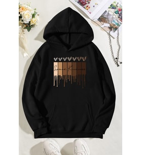 Leopar Kalp Baskılı Oversize Sweatshirt (Siyah)