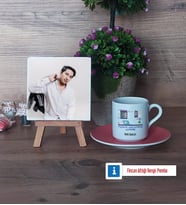 Yazılım Geliştirme Uzmanı Fotoğraflı Dekoratif Taş, Ahşap Altlıklı Türk Kahvesi Fincanı Hediye (Model 6)
