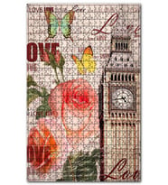 Cakapuzzle Londra Saat Kulesi Gül Kelebek Görsel Puzzle Yapboz MDF (Ahşap) (500 Parça)