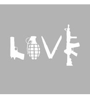 Love Silahlar Sticker Siyah 20x10 CM (Beyaz)