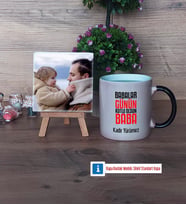 Babalar Günü Hediyesi Fotoğraflı Dekoratif Taş, Kupa Bardak Beyaz Hediye Babaya Hediye (Model 9)
