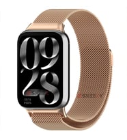 Sneezy Xiaomi Mi Band 8 Pro Uyumlu Woven Wire Tasarım Metal Hasır Kordon (Rose - Gold)