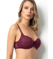 Miorre Balenli Dolgusuz Kapsız Dantel Minimizer Toparlayıcı Sütyen (Bordo)
