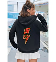 Unisex Yıldırım Baskılı Sweatshirt (Siyah)