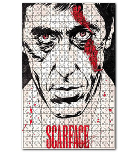 Cakapuzzle Yaralı Yüz Scarface Desenli Görsel Puzzle Yapboz MDF (Ahşap) (1000 Parça)