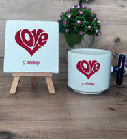 Love Sevgili Hediye Seti Kupa Bardak T Kulplu ve Dekoratif Taş Sevgiliye Sevgililer Günü Hediyesi (Model 2)