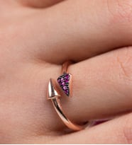 Mode Silver Renkli taşlı tasarım gümüş yüzük (Kırmızı-Rose Gold)