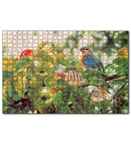 Cakapuzzle Dallarda Elmalar ve Renkli Kuşlar  Puzzle Yapboz MDF (Ahşap) (500 Parça)