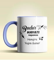 Kişiye Özel Budur Hayatı Yaşamak Hemşire Tasarımlı Turuncu Kupa (Mavi)