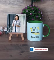 Doktor Fotoğraflı Dekoratif Taş, Kupa Bardak Beyaz Hediye (Model 14)