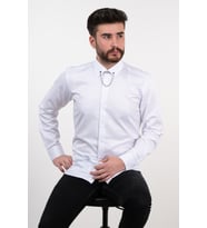 YAKA ZİNCİRLİ SLİMFİT GÖMLEK (Beyaz)