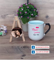 Öğretmene Hediye Kupa Bardak Beyaz ve Fotoğraflı Ahşap Anahtarlık Hediye Öğretmenler Günü Hediyesi (Model 10)