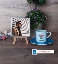 Teknoloji ve Tasarım Öğretmeni Fotoğraflı Dekoratif Taş, Ahşap Altlıklı Türk Kahvesi Fincanı Hediye Öğretmenler Günü Hediyesi (Model 5)