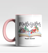 Kişiye Özel Mulu Yıllar Tasarımlı Siyah Kupa (Pembe)