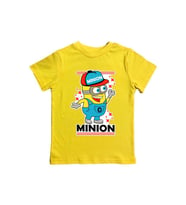 Minions baskılı pamuklu penye kumaş yazlık çocuk tişört (Sarı)